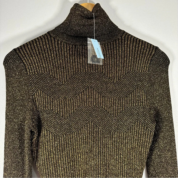 Antonio Melani black and gold metallic knit turtleneck sweater size small NWT - Picture 6 of 8